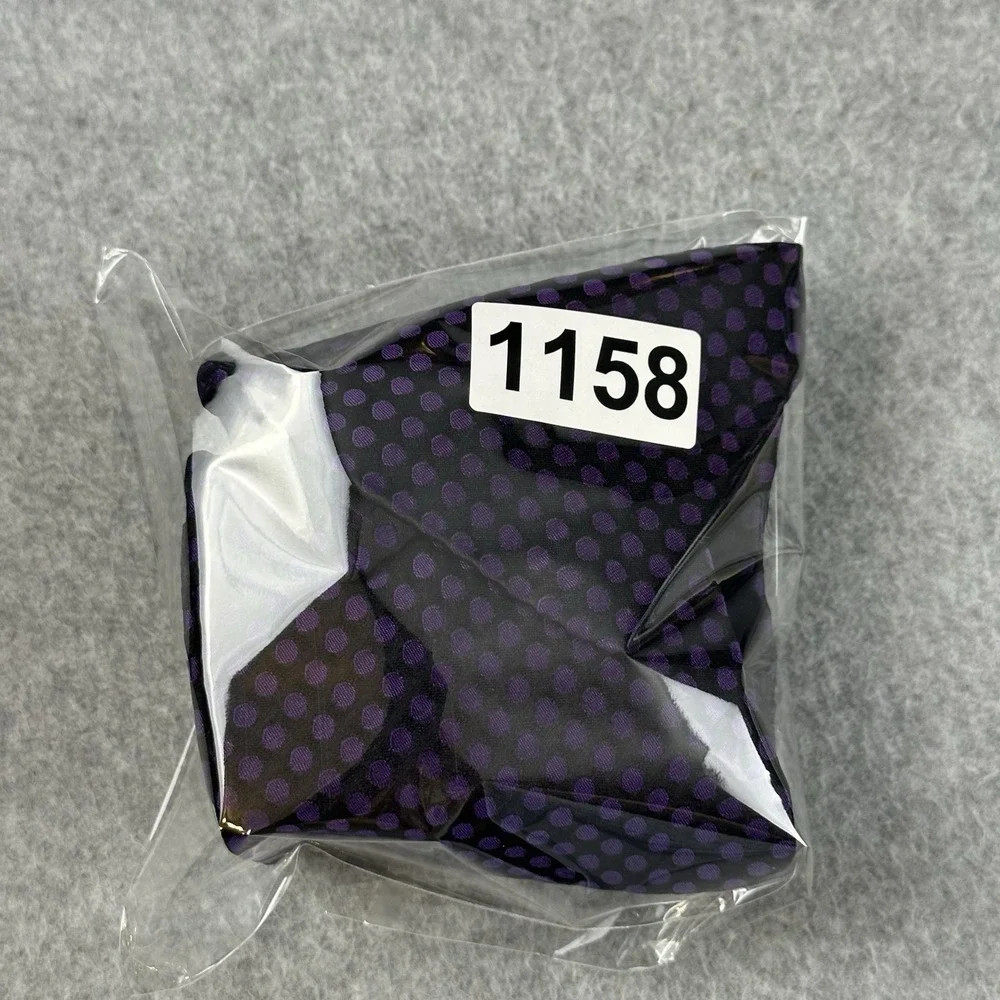Polo Ralph Lauren Black Purple Polka Dot Silk Necktie Tie USA 56x4